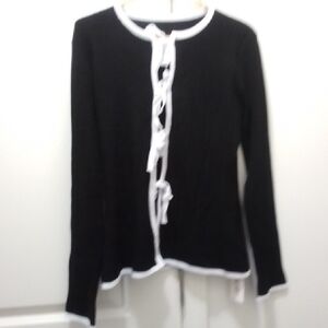 NWT Black Knit Sweater with White Trim
